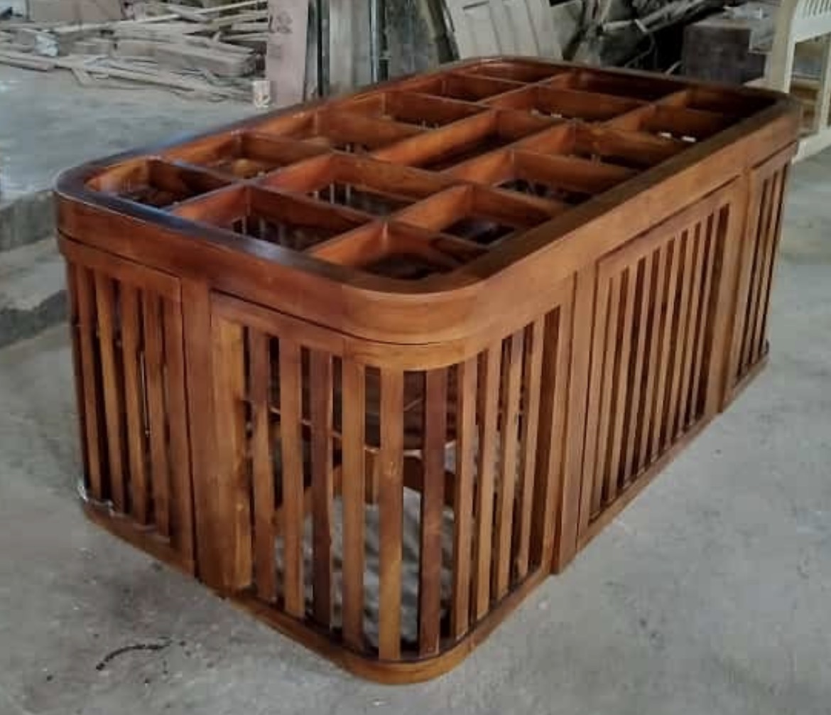 Teak Slatted Box Dining Set