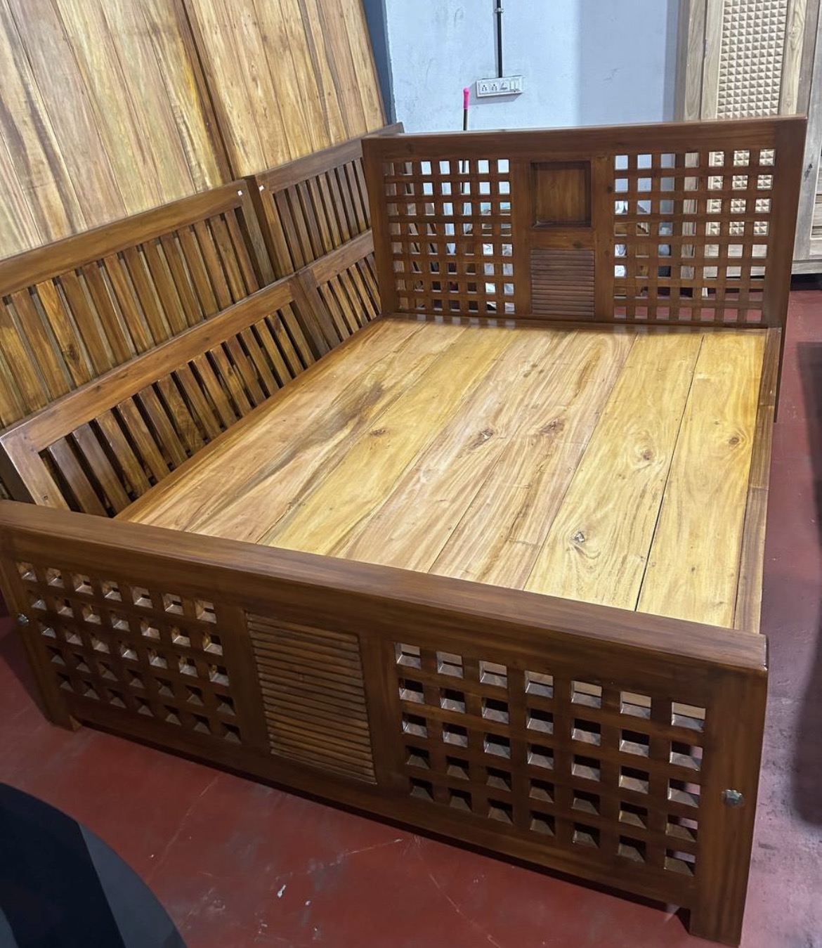 King Size Teak Storage Cot