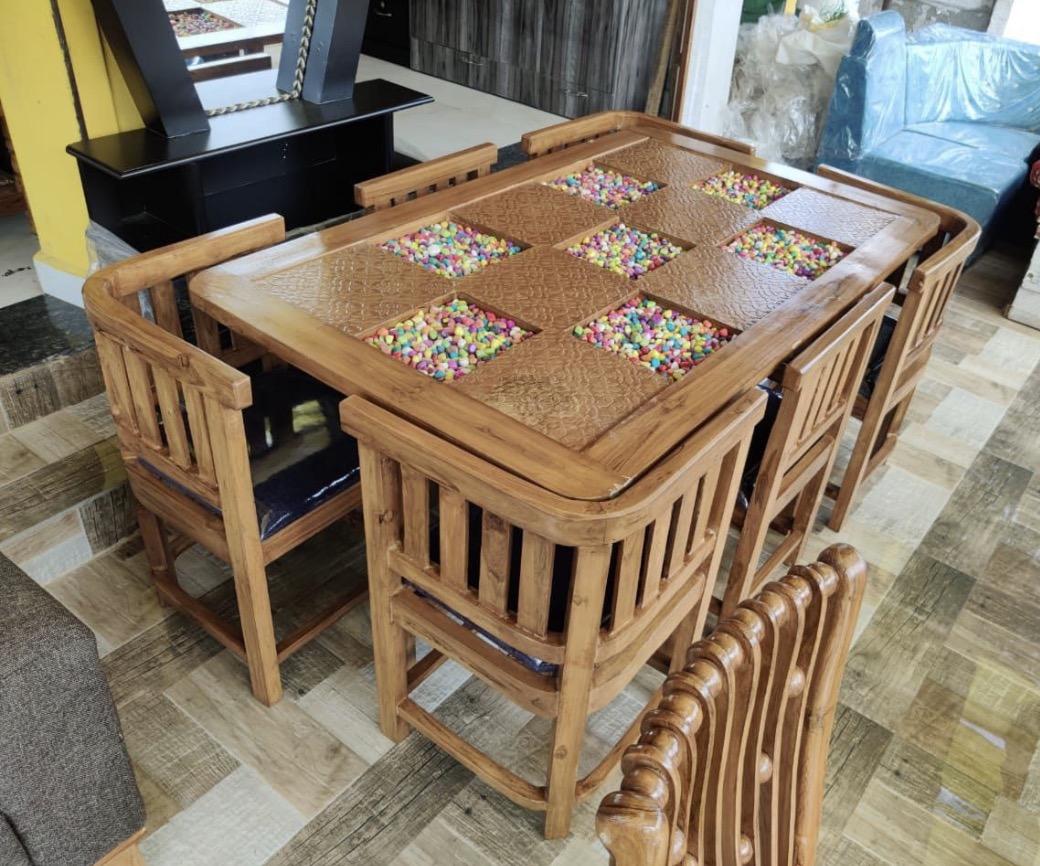 Mosaic Inlay 6-Seater Dining Set