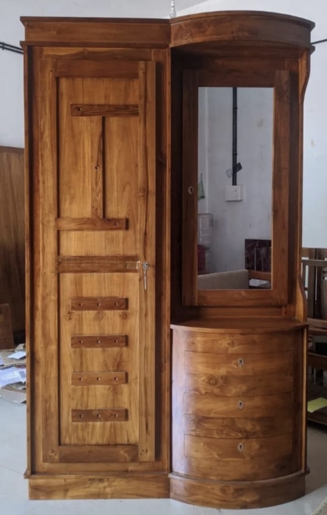 Tall Single-Door Mirror Wardrobe